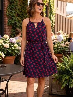 41 Hawthorn Casual Halter Dress -  Pink Floral Elastic Waist